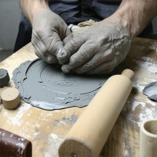 DIY modelovanje glinom kod kuće Ruke koje oblikuju sivu vazdušnu glinu na drvenom stolu