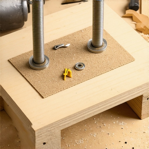 Ručno rađena drvena presa za cveće sa čeličnim vijcima i krilnim maticama na radnom stolu