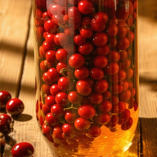 Tegla sa drenjinama i medom na drvenom stolu