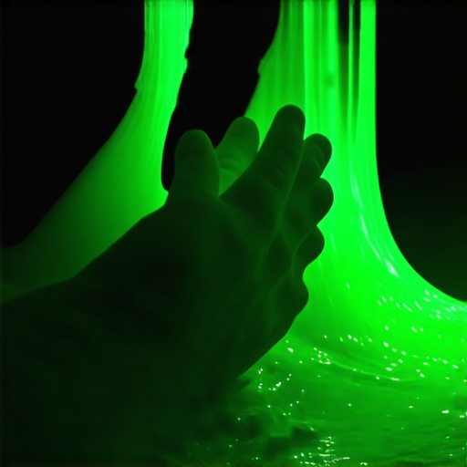 Svetleći zeleni ljigavac u mraku napravljen od kukuruznog skroba