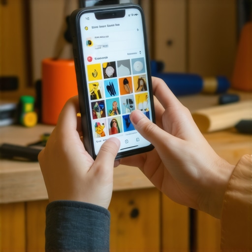 Grafički dizajn na mobilnom telefonu proces Ruke koje dizajniraju grafičku objavu na pametnom telefonu u kreativnoj aplikaciji