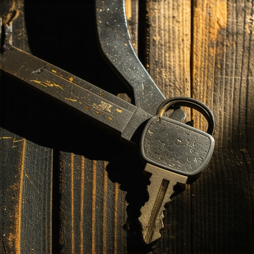 Fizički sigurnosni ključ na drvenom radnom stolu kao simbol online zaštite