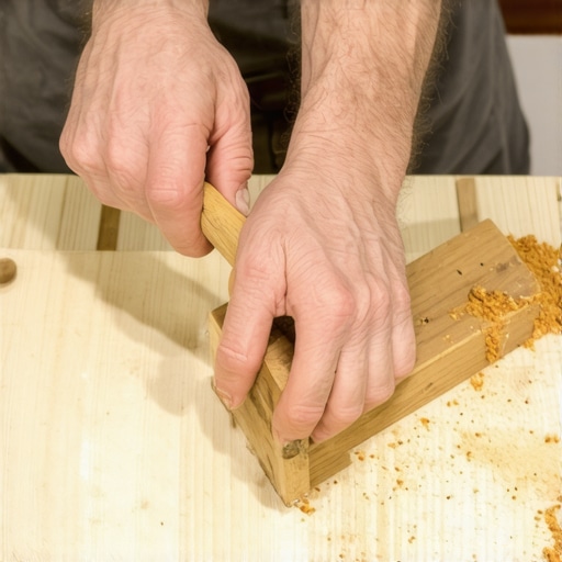 Detaljan prikaz spajanja drvenih delova police za začine u radionici