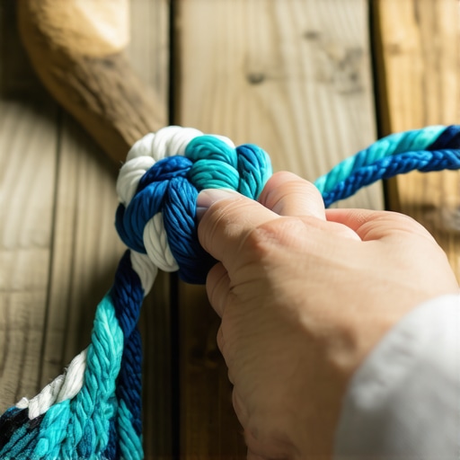 Ruke koje pletu āvrstu igraāku za psa od traka starih majica