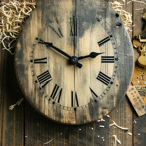 Izrada sata od starog drveta Rucno radjen zidni sat od stare hrastovine na radnom stolu