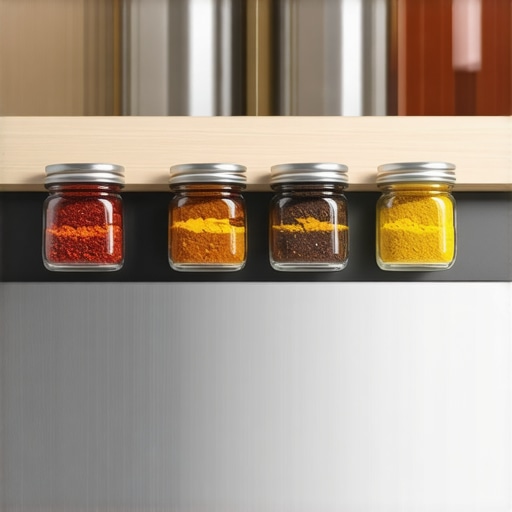 Magnetne staklene tegle pričvršćene za metalnu ploču u kuhinji