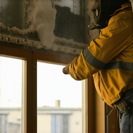 Ruke majstora kako nanose izolacionu traku na drveni prozor
