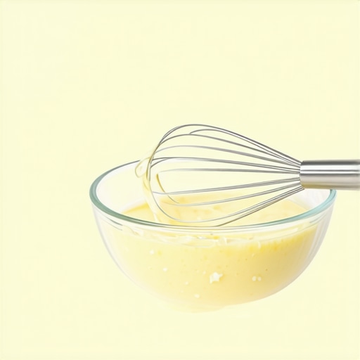 Sirovi shea puter se muti u staklenoj posudi dok ne postane kremast