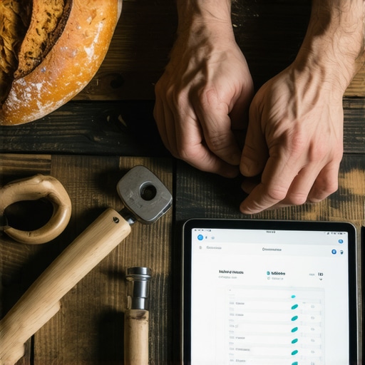 Muška radionica za životne navike 2026 Čovek radi u radionici sa hlebom i alatima na stolu