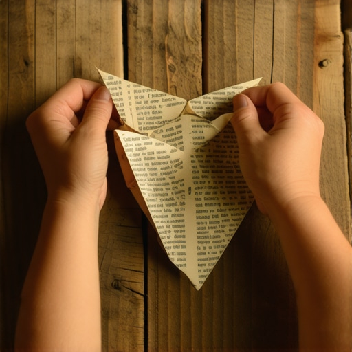 Origami zmaj od novinskog papira Ručno pravljen origami zmaj od recikliranog novinskog papira na drvenom stolu