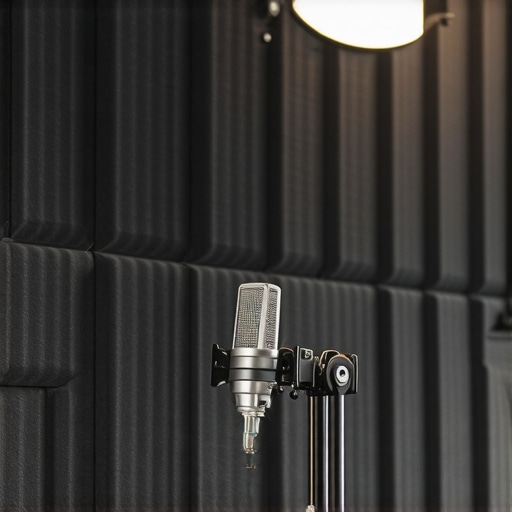 Akustički sunđer u šahovskom rasporedu na zidu podcast studija