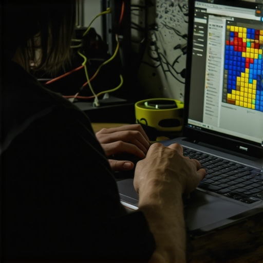 Krupni kadar ruku koje prave igru na laptopu u radionici sa no-code alatima