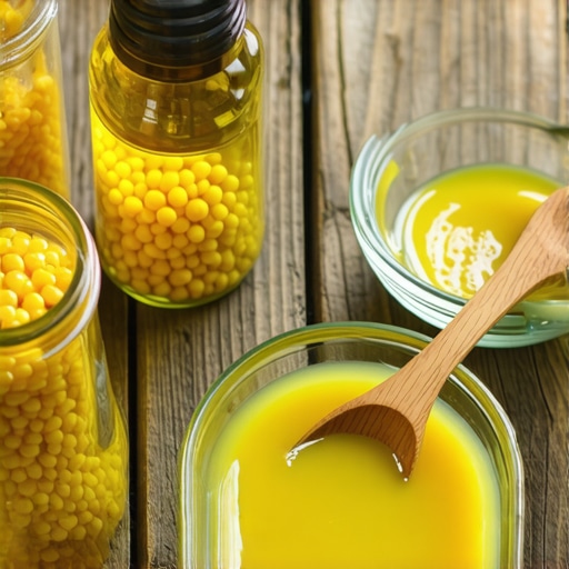 Domaća krema za lice od pčelinjeg voska i prirodnih ulja na drvenom stolu