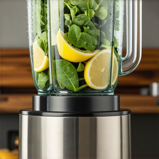 Svež spanać i limun u blenderu spreman za ceđenje