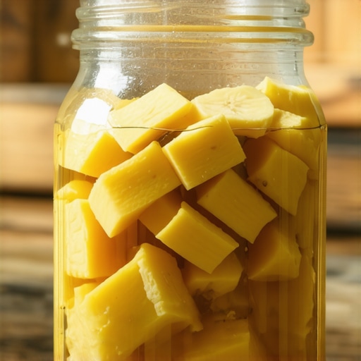 Naseckane kore banane u staklenoj tegli za fermentaciju prirodnog gnojiva