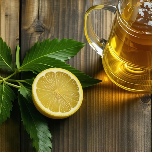 Sveža kopriva i limun spremni za pripremu zdravog detoks čaja na drvenom stolu