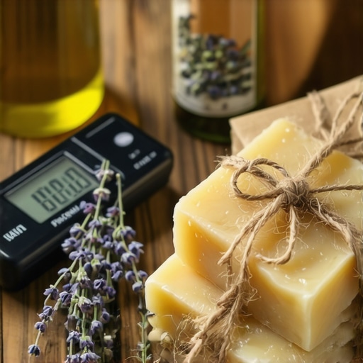 Ručno pravljeni sapuni i sastojci na drvenom stolu