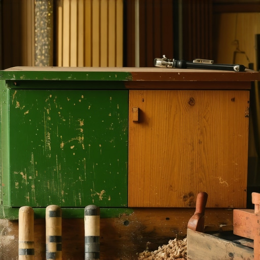 Stara drvena komoda u toku brušenja i restauracije