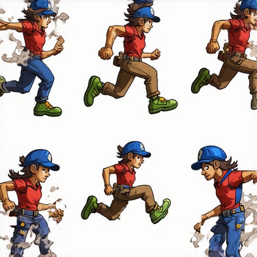 Prikaz sprajtova za 2D platformer igru u 16-bitnom stilu