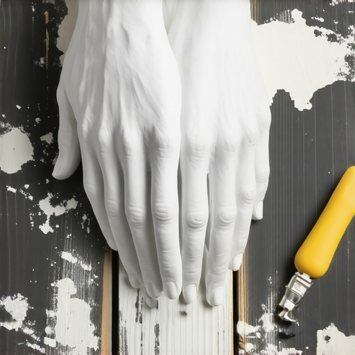 Detaljan gipsani otisak ljudske ruke sa vidljivom teksturom kože