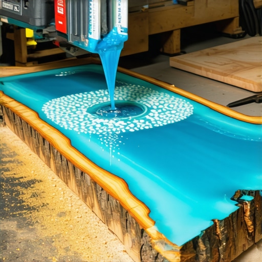 Majstor sipa epoksidnu smolu na drvo u kalupu