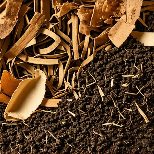 Unutrašnjost kante za kompost sa slojevima kartona i organskih ostataka