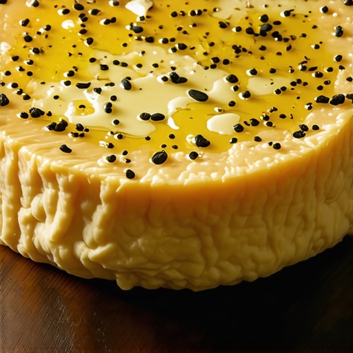 Savršeno osušen tvrdi sir sa začinima Domaći tvrdi sir sa začinima bez pukotina na dasci