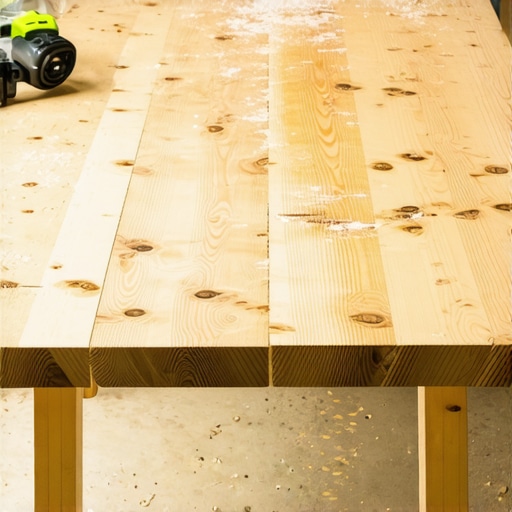 Ručno rađen drveni sto u procesu izrade sa stolarskim alatima