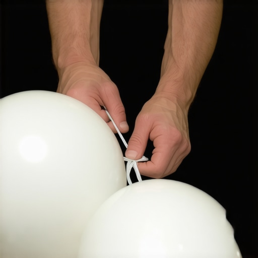 Ruke koje vezuju dva balona u duplet za dekoraciju