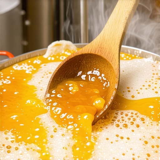 Tradicionalno kuvanje džema od kajsija Gusti džem od kajsija u šerpi sa drvenom varjačom