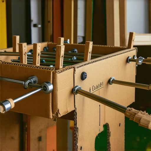 Uradi sam stoni fudbal od kartona detalji Detaljan prikaz ručno pravljenog stonog fudbala od kartonskih kutija i štipaljki