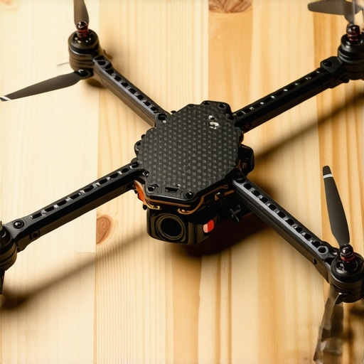 Detaljan prikaz karbonskog rama za FPV dron na radnom stolu