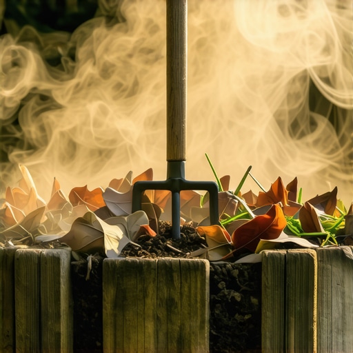 Gomila vlažnog organskog komposta koji se puši u drvenom boksu od paleta