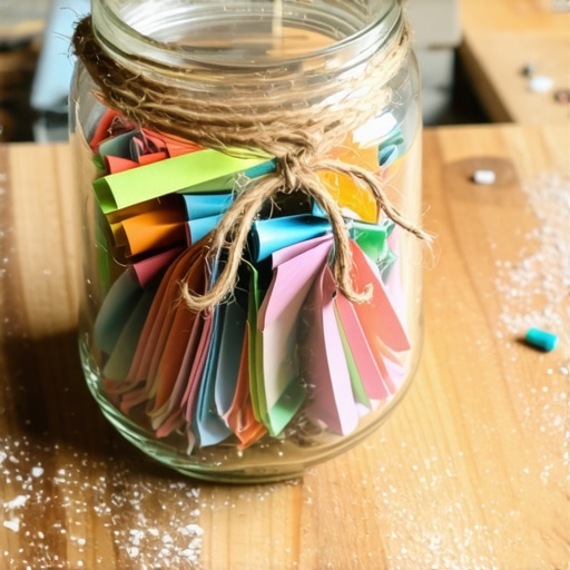 Staklena tegla sa motivacionim porukama na drvenom stolu