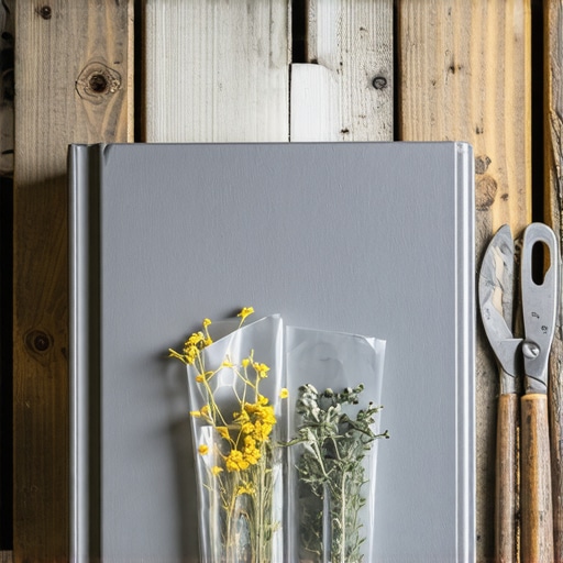 DIY Neuništiv Katalog Semena 2026 Domaći katalog semena napravljen od recikliranog registratora i plastičnih folija na drvenom stolu.