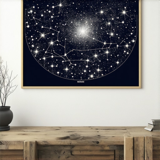 Personalizovana mapa zvezda u drvenom ramu na stolu