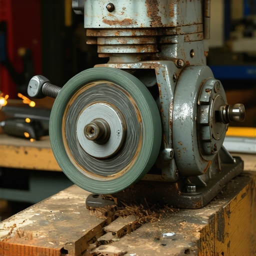 Prikaz prepravljenog motora kuhinjskog miksera u kućnu mašinu za poliranje na radnom stolu.