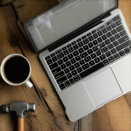 Laptop sa nacrtom prodajnog levka pored stolarskog alata