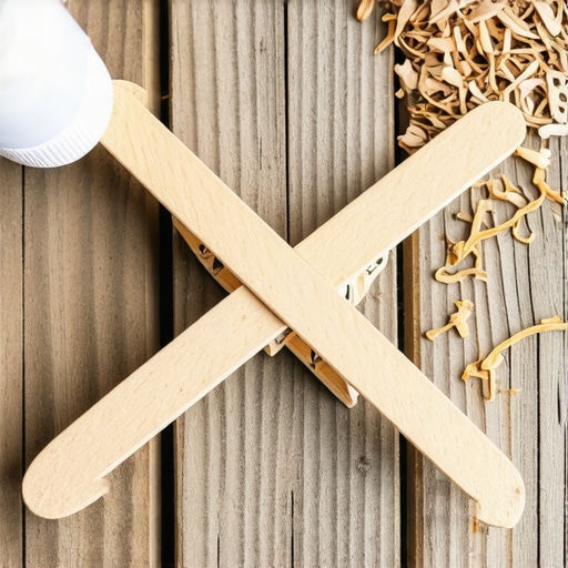 Ručno rađen drveni avion od štapića i štipaljke na radnom stolu