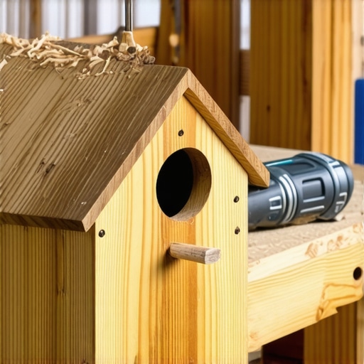 Ručno rađena kućica za ptice od stare drvene kutije za čaj na radnom stolu