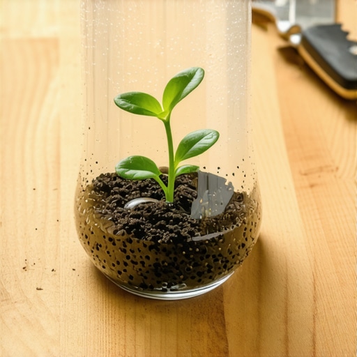 Ručno pravljen mini staklenik od plastične flaše sa sadnicom unutra