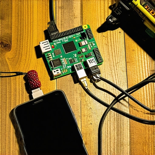 DIY mrežni server od starog hardvera Kućni server napravljen od starog telefona i Raspberry Pi uređaja na drvenom stolu