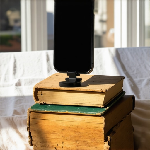 Improvizovani kućni studio za snimanje online kursa telefonom uz pomoć knjiga i prirodnog svetla