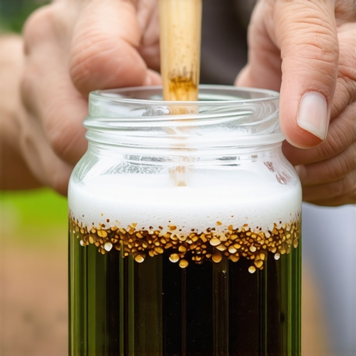 DIY test kiselosti zemlje sa sirćetom Prikaz penušave reakcije zemlje i sirćeta u staklenoj tegli za proveru pH vrednosti