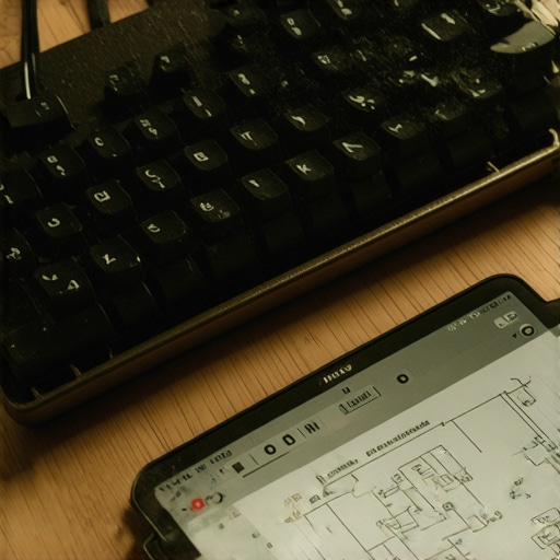 Radni sto sa tastaturom i digitalnim planovima za izradu online testa