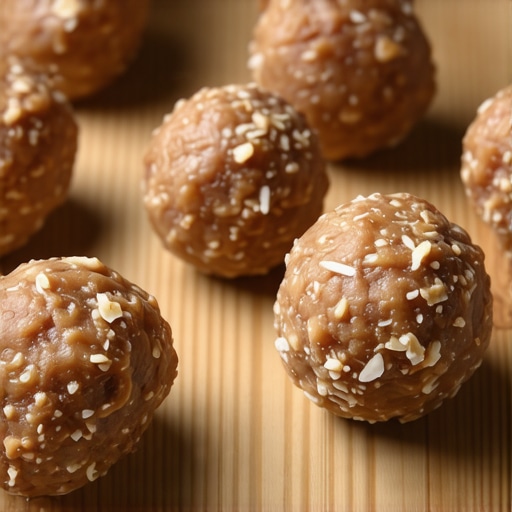 Domaće energetske bombice od urmi Energetske bombice od urmi bez šećera na drvenoj podlozi