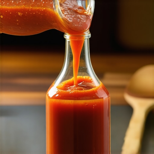 Domaći kečap bez konzervansa proces Sipanje domaćeg kečapa u staklene flaše