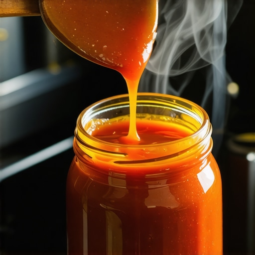 Domaći kečap bez šećera proces konzerviranja Gusti domaći kečap u staklenoj tegli unutar rerne tokom procesa konzerviranja