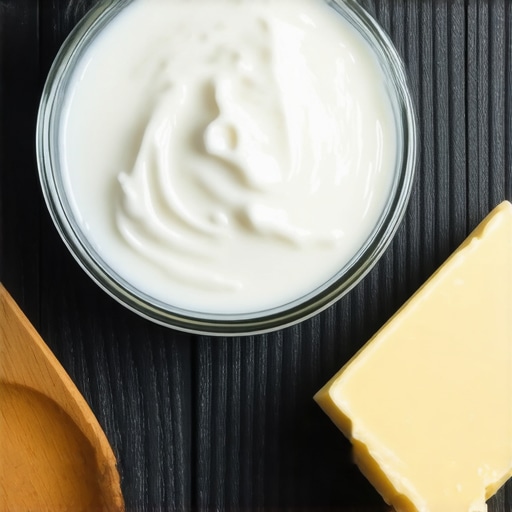 Domaći losion od ši putera tekstura Vazdušasta tekstura domaćeg losiona od ši putera u staklenoj posudi