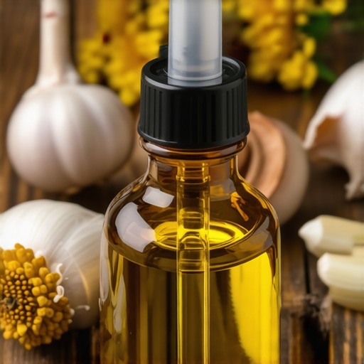 Domaći melem za upalu uha u staklenoj bočici sa belim lukom